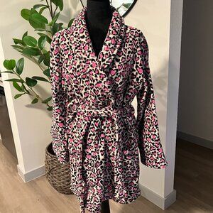 Victoria Secret Plush Robe Womens All Over Heart Print XS/S Cozy Soft